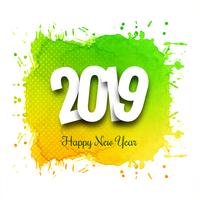 2019 Gelukkig Nieuwjaar tekst kleurrijke glanzende achtergrond vector