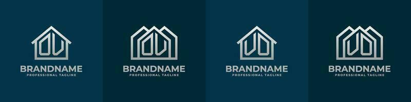 brief ov en vo huis logo set. geschikt voor ieder bedrijf verwant naar huis, echt landgoed, bouw, interieur met ov of vo initialen. vector