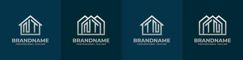 brief nt en tn huis logo set. geschikt voor ieder bedrijf verwant naar huis, echt landgoed, bouw, interieur met nt of tn initialen. vector