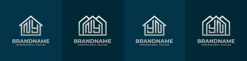 brief ny en yn huis logo set. geschikt voor ieder bedrijf verwant naar huis, echt landgoed, bouw, interieur met ny of yn initialen. vector
