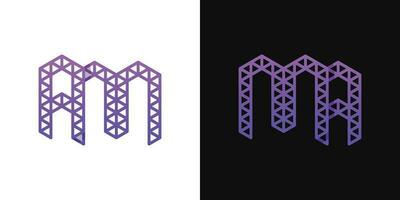 brieven ben en ma veelhoek logo set, geschikt voor bedrijf verwant naar veelhoek met ben en ma initialen. vector