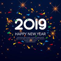 Mooie gelukkig Nieuwjaar 2019 tekst met confetti achtergrond vector
