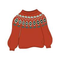 knus warm trui met jacquard ornament. concept van hygge levensstijl. hand- getrokken vlak stijl vector illustratie.