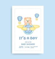 babyshowerkaart met beer en mooie elementen. vector