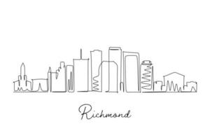 Richmond Verenigde Staten van Amerika horizon doorlopend lijn tekening hand- getrokken stijl ontwerp voor reizen en toerisme concept vector