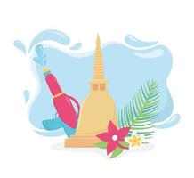 songkran festival plastic waterpistool bloemen thaise cultuur vector