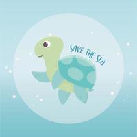 red de zeeschildpad milieu ecologie cartoon ontwerp vector
