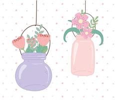 metselaarpotten glas hangende bloemen decoratie vector