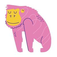 roze gorilla dier cartoon doodle kleur vector