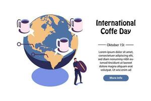 wereld koffie dag vlak stijl vector achtergrond ontwerp