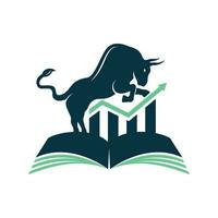 bedrijf en financiën studie logo sjabloon vector ontwerp. stier en tabel boek logo concept.