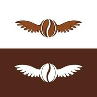 koffie Boon Vleugels logo ontwerp. vliegend koffie logo sjabloon. vector