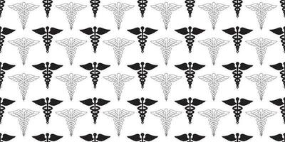 zwart wit caduceus teken naadloos patroon vector