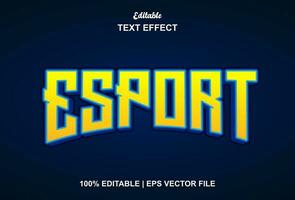 esport tekst effect met geel grafisch stijl en bewerkbaar. vector