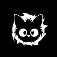 kat - zwart en wit geïsoleerd icoon - vector illustratie