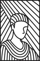 Mens portret lijn kunst zwart lijn met wit achtergrond. vector illustratie abstract achtergrond mensen in traditioneel.