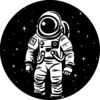 astronaut - zwart en wit geïsoleerd icoon - vector illustratie