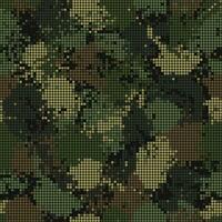 naadloos khaki camouflage patroon met verf spatten, vlekken, vlekken, vlekken van verf. pixel effect met cirkels. mooi zo voor kleding, kleding stof, textiel, oppervlakte ontwerp. vector