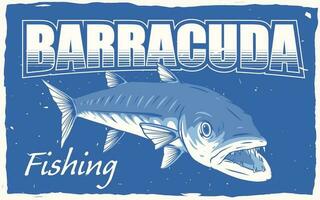 barracuda visvangst poster ontwerp voor afdrukken vector