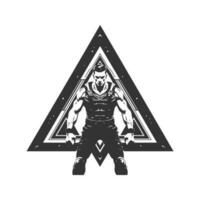 driehoek vechter, wijnoogst logo lijn kunst concept zwart en wit kleur, hand- getrokken illustratie vector