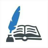 veer pen met boek icoon. vector en glyph