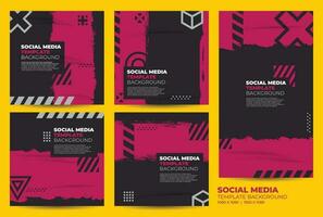 sociaal media post sjabloon achtergrond vector, magenta en zwart grunge sociaal media banners vector