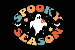 spookachtig seizoen retro groovy grappig halloween t-shirt ontwerp vector