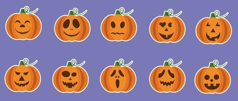 halloween pompoen set, grappig gezichten, emoji. vallen vakantie. eps10 vector illustratie.