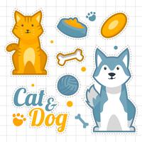 Leuke kat en hond Sticker Set vector