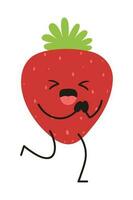 tekenfilm fruit karakter sticker. grappig emoticon in vlak stijl. voedsel emoji. grappig fruit tekens geïsoleerd Aan wit achtergrond, schattig en grappig fruit reeks vector illustratie