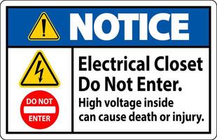 merk op teken elektrisch kast - Doen niet binnenkomen. hoog Spanning binnen kan oorzaak dood of letsel vector