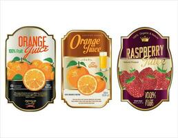 gouden retro etiketten voor biologisch fruit Product vector