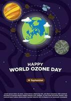 poster sjabloon hand- getrokken vector wereld ozon dag met mooi heelal thema's