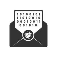 vector illustratie van virus bericht icoon in donker kleur en wit achtergrond