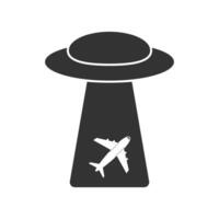 vector illustratie van ufo icoon in donker kleur en wit achtergrond