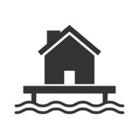 vector illustratie van huis over- de zee icoon in donker kleur en wit achtergrond