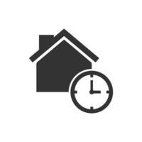 vector illustratie van huis tijd icoon in donker kleur en wit achtergrond