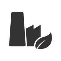 vector illustratie van milieuvriendelijk fabriek icoon in donker kleur en wit achtergrond