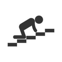 vector illustratie van moe van beklimming trap icoon in donker kleur en wit achtergrond