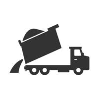 vector illustratie van zand vrachtauto icoon in donker kleur en wit achtergrond