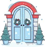 hand- getrokken Kerstmis deur in vlak stijl vector