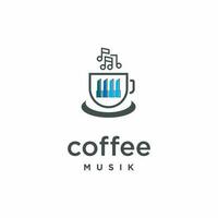 gemakkelijk en uniek koffie piano combinatie, cafe muziek- illustratie vector grafisch of logo ontwerp sjabloon. perfect voor ondernemingen, restaurants, cafés, enz