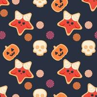 halloween naadloos koekje patroon naadloos patroon Satan snoep vector