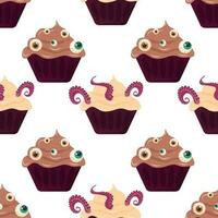 halloween snoep koekjes cupcakes patroon naadloos behandelt vector
