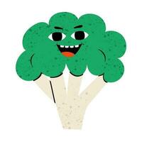gelukkig grijnzend schattig broccoli. vector modern vlak stijl tekenfilm karakter illustratie icoon ontwerp. geïsoleerd Aan wit achtergrond. broccoli gezond voedsel, mooi zo voeding,vegetarisch concept