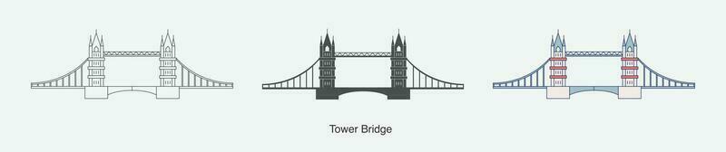 toren brug in Londen icoon in verschillend stijl vector illustratie.