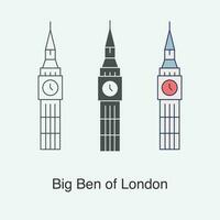 groot ben van Londen icoon in verschillend stijl vector illustratie.