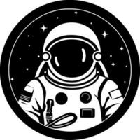 astronaut - zwart en wit geïsoleerd icoon - vector illustratie