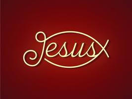 Jezus Hand belettering In Neon Vector Design