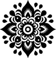 mandala - zwart en wit geïsoleerd icoon - vector illustratie